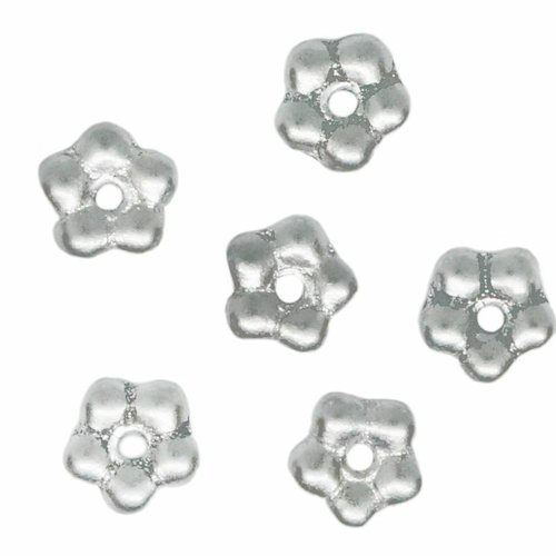 80 pièces argent petit plat myosotis fleur entretoise perle casquettes tchèque verre 05mm x sku-613573
