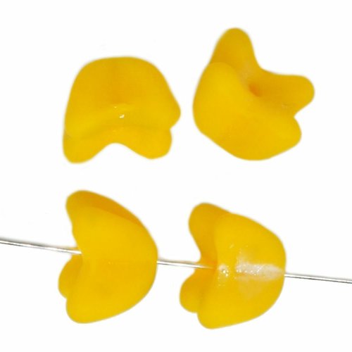 20pcs mat jaune argent patine tasse perles de fleurs verre tchèque 09mm x sku-618528
