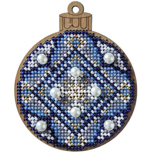Kit de bricolage perlé de graine de boule bleue 1pc ornement d'arbre de noël sur toile en bois kit d sku-687238