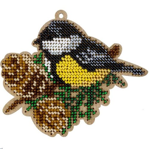 1 pc oiseau avec kit de bricolage perlé de graines de pommes de pin ornement d'arbre de noël sur toi sku-687263