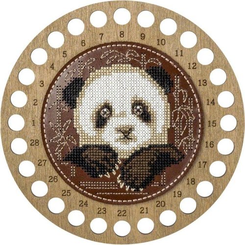 1 pc panda ours rond en bois diy kit point de croix broderie sur fil en cuir organisateur mouline so sku-540888