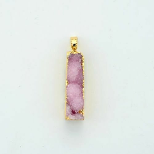 1 pièces pendentif en pierres précieuses naturelles en or violet style druzy rectangle quartz de gla sku-689386