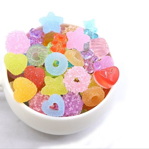 10 pièces bonbons mélange résine cabochons à dos plat colle sur décor de téléphone émail scrapbookin sku-689255