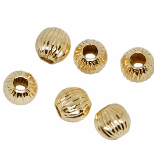 10 pièces 18k plaqué or perles en laiton à rayures rondes connecteurs de bricolage fabrication de bi sku-689360