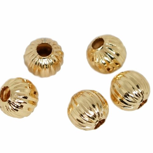 6 pièces perles en laiton à rayures rondes plaquées or 18k connecteurs de bricolage fabrication de b sku-689361