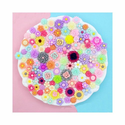 Cabochons à dos plat en résine de mélange de fleurs 10 pièces décor de colle sur téléphone d'artisan sku-689258