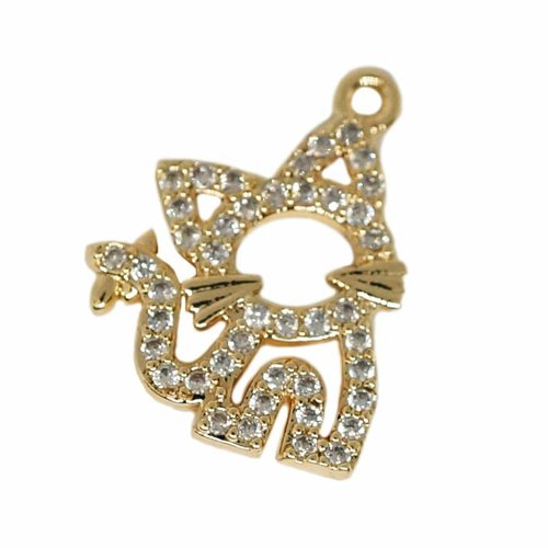 1pc 18k plaqué or micro pavé cubique zircone chat pendentif breloque perle bijoux tchèques résultats sku-689280