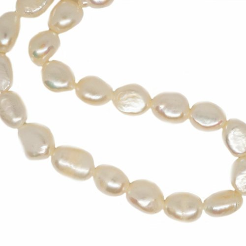 14pcs perles d'eau douce de culture baroque ovale naturelle blanche en vrac 8mm-9mm sku-689388