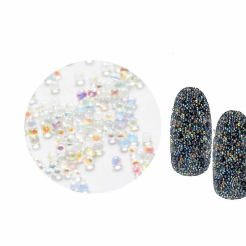 1 boîte izabaro crystal ab 001ab cristaux de verre rond caviar pixie beads pour nail art decor 1mm sku-748907