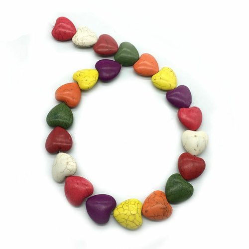 25pcs mix color heart valentin day turquoise look howlite beads de pierre précieuse naturelle trou s sku-777758