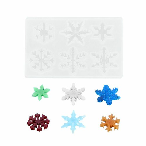 1 set 6pcs flocons de neige de noël 3d silicone pendant decor uv moule de résine époxy savon de gyps sku-777760