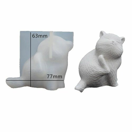 1pc cat sitting 3d statuette de silicone décor uv moule de résine époxy savon de gypsum d'argile cir sku-777763