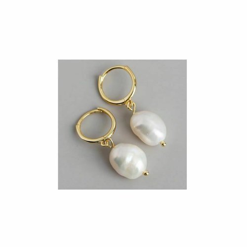 1set d'or blanc perle naturelle 925 argent sterling 18k plat 10mm perles d'oreilles oval baroque pea sku-779001