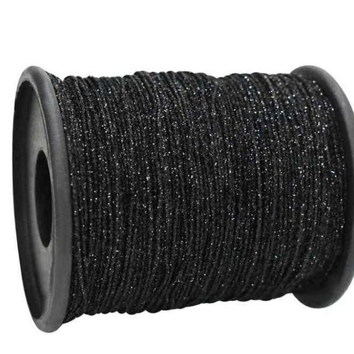 1 bobine 250 m 1mm noir glitter coton fil et polyester fil métallique cordon perles broderie à la ma sku-518449