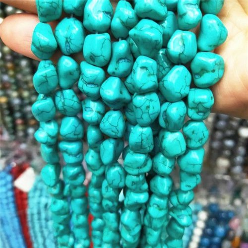 Pépites de pierres précieuses naturelles vertes turquoise 8 pièces irrégulières polies perles 10mm x sku-855318