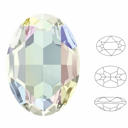 2 pièces izabaro cristal ab 001ab ovale fantaisie pierre cristaux de verre 4120 chaton strass à face sku-877569