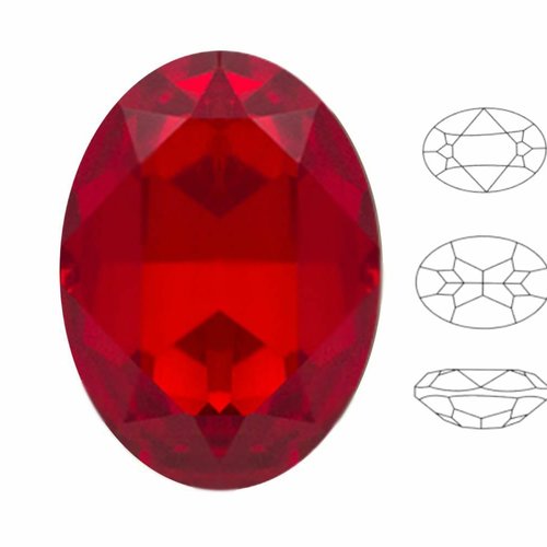 2 pièces izabaro cristal clair siam rouge 227 cristaux de verre fantaisie ovale en pierre 4120 chato sku-877570