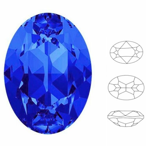 2 pièces izabaro cristal saphir bleu 206 cristaux de verre fantaisie ovale en pierre 4120 strass à f sku-877571