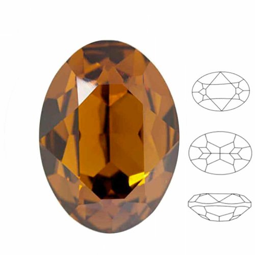 2 pièces izabaro cristal topaze jaune 203 cristaux de verre fantaisie ovale en pierre 4120 chaton st sku-877576
