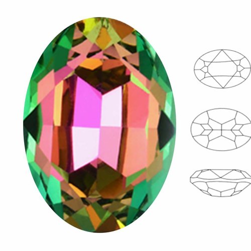 2 pièces izabaro cristal vitrail moyen 001vm ovale fantaisie pierre cristaux de verre 4120 chaton st sku-877578