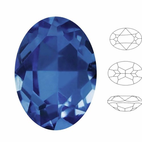 4 pièces izabaro cristal saphir bleu 206 cristaux de verre fantaisie ovale 4120 chaton strass à face sku-877565