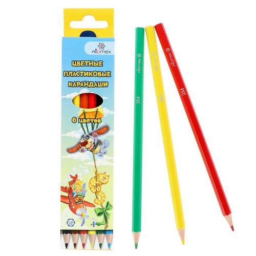 Attomex crayons multicolores 6 couleurs sac "conte" 2b plastique hexagonal d = 2.65 mm boîte dessin  sku-278125