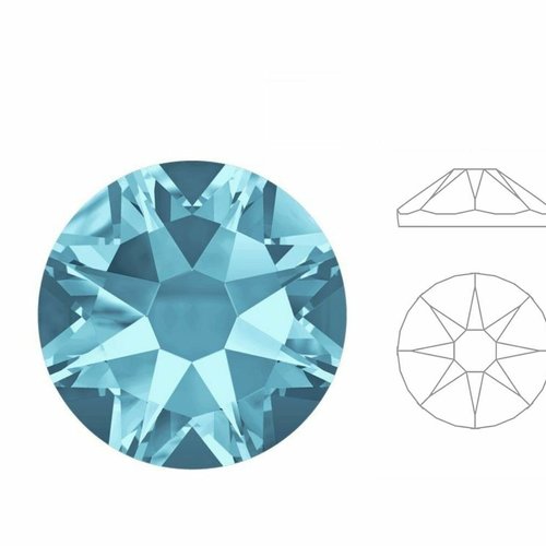 144pcs izabaro crystal aquamarine bleu 202 ss16 étoile ronde rose or plat arrière cristal de verre 2 sku-889064