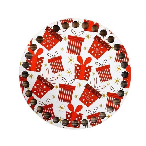 Pièce pour tricoter "cercle cadeaux motif en bois fournitures panier sac à la main décor à la maison sku-485492