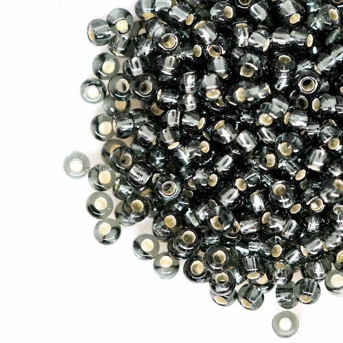 20g crystal black silver lined round czech glass seed beads perles précieuses rocaille spacer 11/0 2 sku-757483
