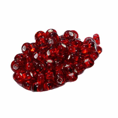 20g silver lined clear red czech glass seed beads 9/0 preciosa rocaille bead spacer sku-757524