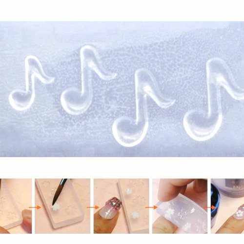 1 pc 4 note de musique silicone 3d mini moule pour nail art petit bricolage résine polymère argile m sku-518362