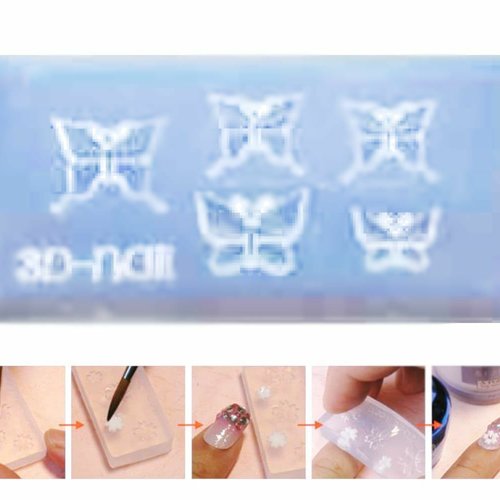 1 pc 5 papillon silicone 3d mini moule pour nail art petit bricolage résine polymère argile miniatur sku-518377