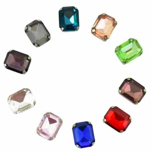 10pcs mélanger rectangle coudre sur pierres verre cristal couture broderie perles indiennes orienill sku-518504