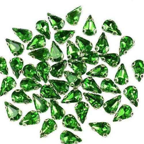 48pcs chrysolite green larme couture sur pierres w griffes verre cristal pétale broderie perles indi sku-518512