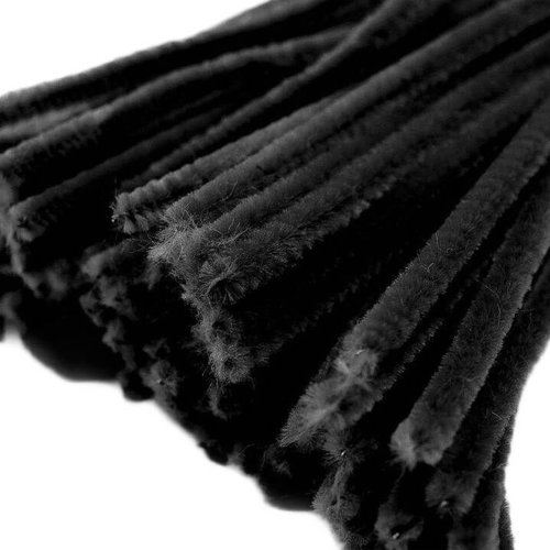 20pc noir floue chenille de fil de bâtons de 6mm longueur 30cm floristique de rubans de fils et de c sku-70081