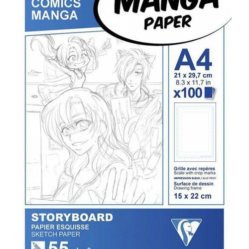 Documents pour illustrer manga blanc avec cadre (55 g / m2 paquet de papier journal de l'art 100pcs) sku-110308