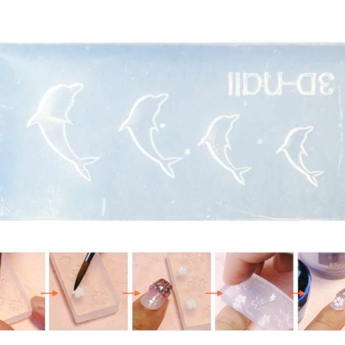 1 pc 4 dauphin mer silicone 3d mini moule pour nail art petit bricolage résine polymère argile minia sku-518424