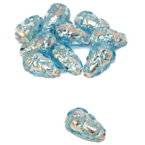 2 pc 925 sterling argent bleu lampwork à la main original authentique de baisse perles tchèque verre sku-541109