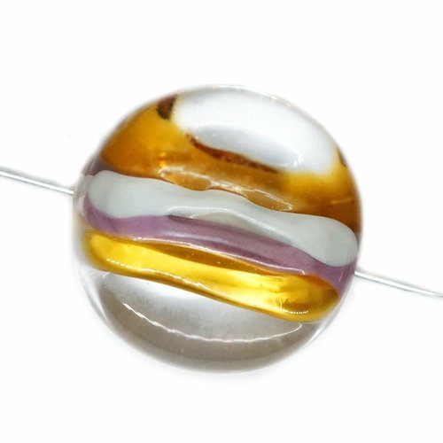 2 pc cristal jaune violet blanc lampwork tchèque bohème à la main original authentique artisan perle sku-541712