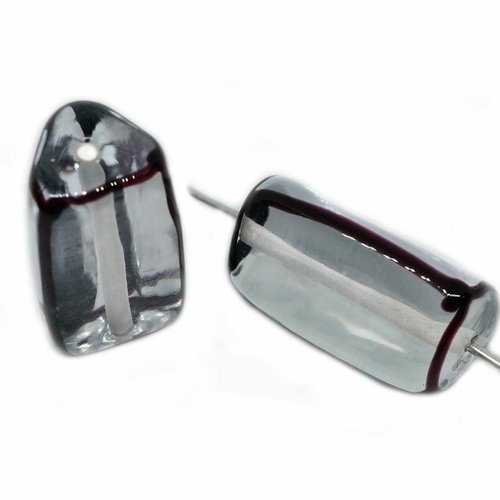2 pc cristal noir lampwork tchèque bohème à la main original authentique artisan perles triangle tub sku-541750