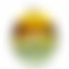 1 pc 925 en argent sterling cristal vert jaune noir grand pendentif lampwork tchèque bohème à la mai sku-541803
