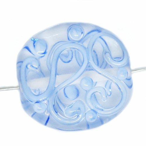 1 pc cristal bleu dot lampwork tchèque bohème à la main original authentique artisan perles rondes v sku-541885