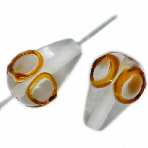 2 pc cristal jaune or lampwork tchèque bohème à la main original authentique artisan perles rondes v sku-542022