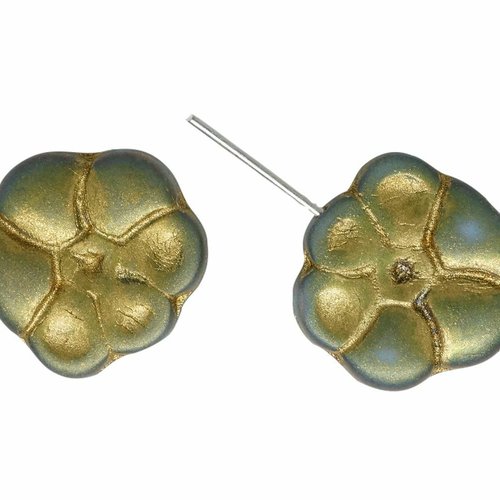 4 pièces nébuleuse gris mat rose patine d'or métallique grandes perles de fleurs focales de primevèr sku-617736