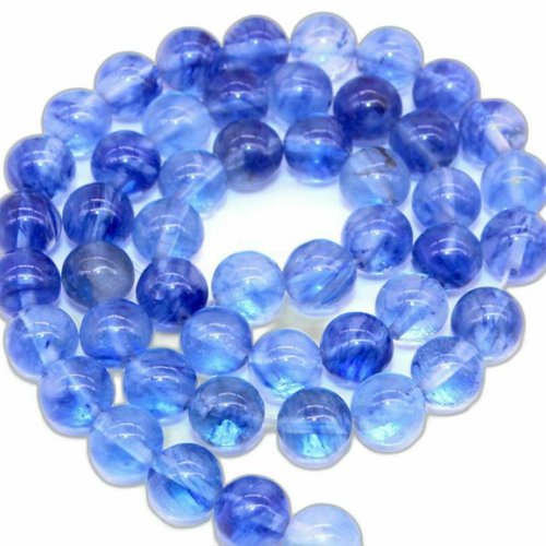 6pc bleu round quartz pierre naturelle précieuse douce ronde bijoux bohemian 8mm sku-854855
