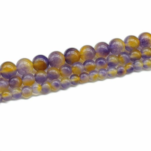 12pc purpure jaune rond pierre naturelle ametrine précieuse lisse ronde bijoux bohemian 6mm sku-854857