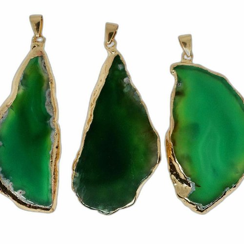 1pc pendentif en or cristal vert charme pierre gemme forme libre glace quartz agate pierres précieus sku-854410
