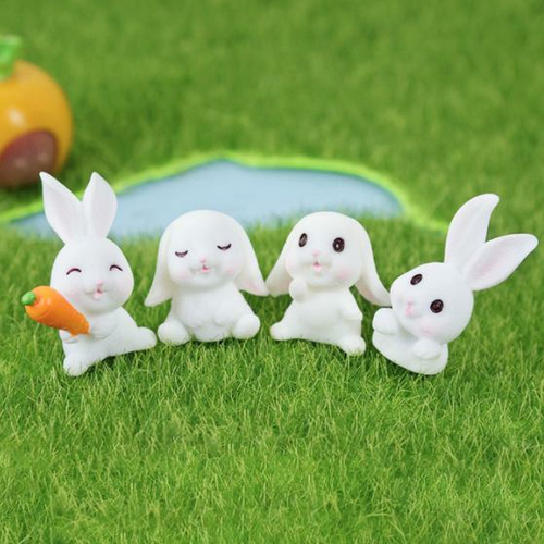 2pcs white mix design pâques bunny miniatures jardin de fées printemps diy décorations pendantes wre sku-923081