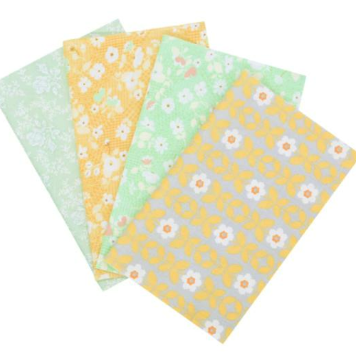 4pcs fleurs vertes jaunes cotton patchwork fabric décor de couture de pâques printemps diy décoratio sku-923084