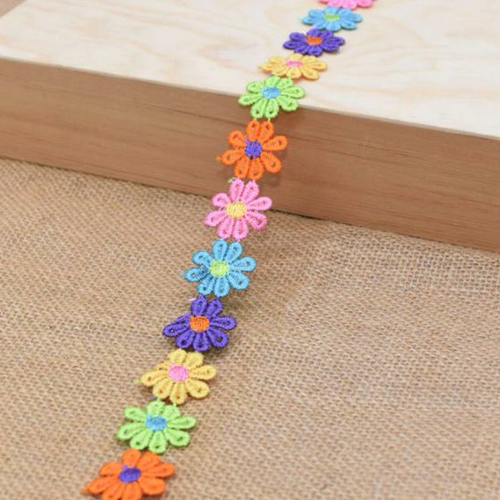 0.5m 0.55yards mix camomille daisy flower embroidered fabric ribbon patchwork décor de couture de pâ sku-923085